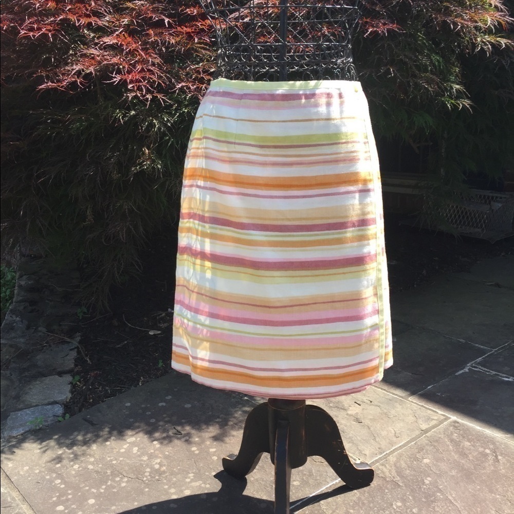 Ann Taylor Linen Skirt Multi Color Spring & Summer